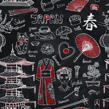 OUTDOOR DEKOSTOFFE OXFORD - Motiv Japan Geisha-Symbole