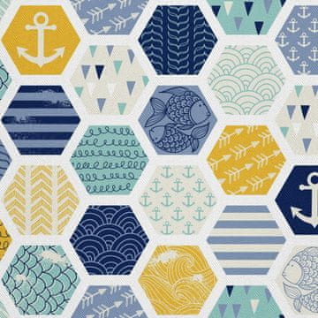 VANJSKI DEKOSTOFFE OXFORD - Motiv geometrisch nautisch