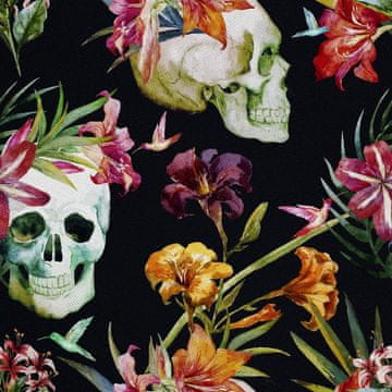 VANJSKI DEKOSTOFFE OXFORD - Motiv Schädel und Lilien