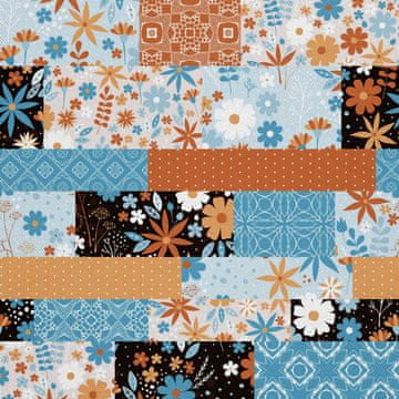 OUTDOOR DEKOSTOFFE OXFORD - Motiv Patches von Blumen Punkten und Spitze