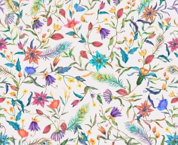 VANJSKI DEKOSTOFFE OXFORD - Motiv Blumen und Pfauenfeder I DR250