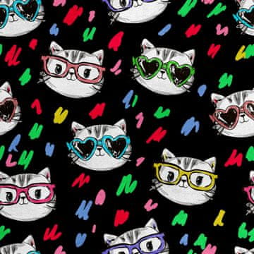 Royal Samt Stoff Polyester Zum Nähen - Motiv Kätzchen mit Brille