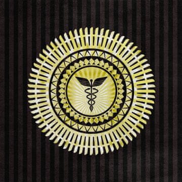 Royal Samt Stoff Polyester Zum Nähen - Motiv Caduceus-Symbol