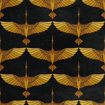 Royal Samt Stoff Polyester Zum Nähen - Motiv goldener Kranich