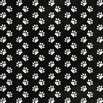 Royal Samt Stoff Polyester Zum Nähen - Motiv Pfoten auf schwarzem