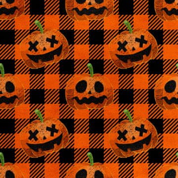 Royal Samt Stoff Polyester Zum Nähen - Motiv Halloween-Kürbis 2