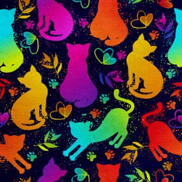 Royal Samt Stoff Polyester Zum Nähen - Motiv rebele Katzen