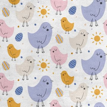 Royal Samt Stoff Polyester Zum Nähen - Motiv Hühner und Ostereier