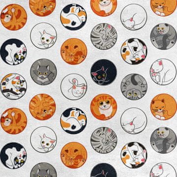 Royal Samt Stoff Polyester Zum Nähen - Motiv Runde Katzen