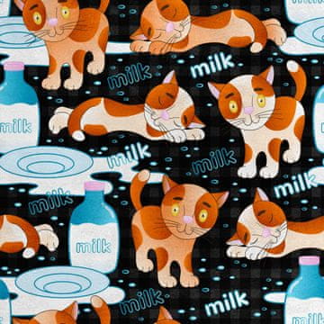 Royal Samt Stoff Polyester Zum Nähen - Motiv Katze und Milch