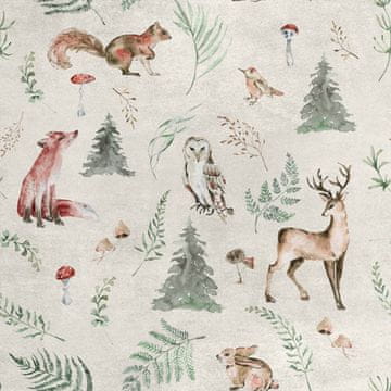 Royal Samt Stoff Polyester Zum Nähen - Motiv Tiere aus dem Wald