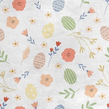 Royal Samt Stoff Polyester Zum Nähen - Motiv Ostereier und Blumen