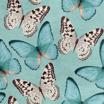 Royal Samt Stoff Polyester Zum Nähen - Motiv Schmetterlinge auf Blau