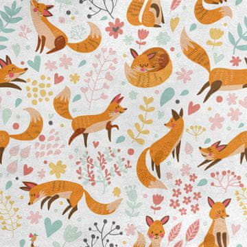 Royal Samt Stoff Polyester Zum Nähen - Motiv Fuchs und Blumen