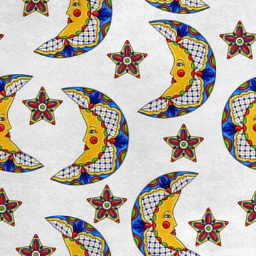 Royal Samt Stoff Polyester Zum Nähen - Motiv Mond und Sterne