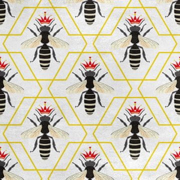 Royal Samt Stoff Polyester Zum Nähen - Motiv Königin der Bienen