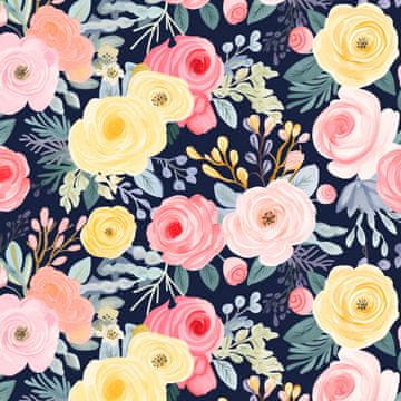 Royal Samt Stoff Polyester Zum Nähen - Motiv Blumen - RDX2548