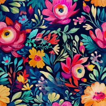 Royal Samt Stoff Polyester Zum Nähen - Motiv Blumen - RDX2370