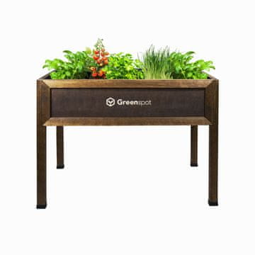 EE Povišena gredica za balkon, terasu i vrt 110x55x80cm - Drveni herbarij na nogama - Žarilica na nogama za cvijeće, začinsko bilje, povrće - Povišena kutija, Vintage tamno ružino drvo