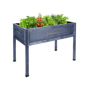 EE Povišena gredica za balkon, terasu i vrt 110x55x80cm - Drveni herbarij na nogama - Žarilica na nogama za cvijeće, začinsko bilje, povrće - Povišena kutija za vrt, Vintage antracit