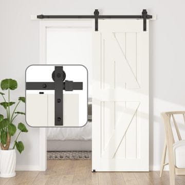 Nikcorp Sustav za klizna vrata Barn Door, loft stil, tihi rad, set vodilica od ugljičnog čelika, nosivost 120 kg, crna, 122 cm