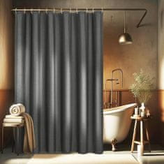 Nikcorp Zavjesa za tuš vodootporna i otporna na plijesan, siva, 180x180 cm, s metalnim prstenovima i 12 kukica, tekstura lana