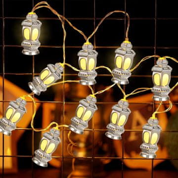 Nikcorp LED svjetlosni lanac girlanda za čarobnu atmosferu, vintage dekoracija za Ramazan, unutarnja i vanjska uporaba, topla bijela, 1,65m 10 dioda