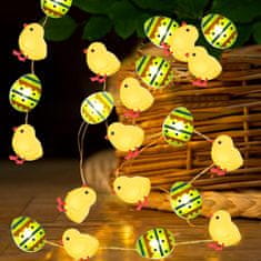 Nikcorp Uskrsna girlanda LED s pisanicama i pilićima, svjetlosni lanac za dekoraciju, 30 lampica, toplo svjetlo, 3 m