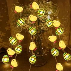 Nikcorp Uskrsna girlanda LED s pisanicama i pilićima, svjetlosni lanac za dekoraciju, 30 lampica, toplo svjetlo, 3 m