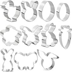 Nikcorp Kalupi za uskrsne kekse 11 komada, set od nehrđajućeg čelika za pečenje, sigurni za djecu, razni oblici zec, pisanica