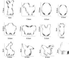 Nikcorp Kalupi za uskrsne kekse 11 komada, set od nehrđajućeg čelika za pečenje, sigurni za djecu, razni oblici zec, pisanica