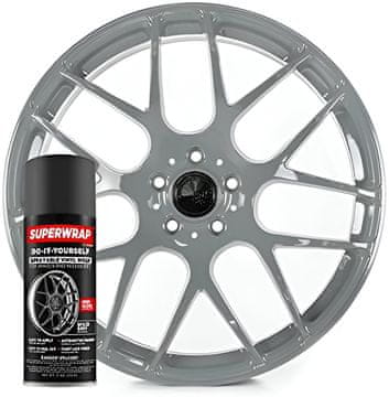 Nikcorp Boja u spreju za felge, uklonjiva vinilna folija za presvlačenje, visoki sjaj, otporna na vanjske utjecaje, siva 325 ml