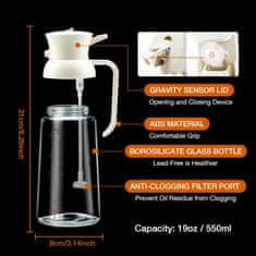 Nikcorp Raspršivač za ulje 2u1 s dozatorom 550 ml, precizno špricanje i lijevanje, za kuhanje, salate i fritezu, bijeli