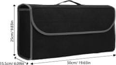 Nikcorp Organizator za prtljažnik sklopivi, velika torba za auto s poklopcem, za pohranu i organizaciju kupovine i opreme, crna 50x25x15,5 cm