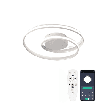 Nikcorp Moderna LED stropna svjetiljka 28W 46cm s daljinskim i aplikacijom, zatamnjiva, bijela