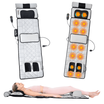 Nikcorp Masažna podloga s grijanjem i daljinskim upravljačem, 10 motora, 170x50 cm, bijela eko koža