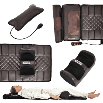 Nikcorp Masažna podloga za cijelo tijelo s grijanjem i daljinskim upravljačem, 10 motora, 175x50 cm, smeđa