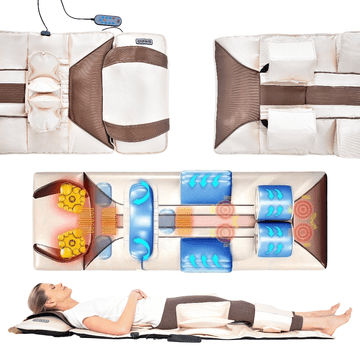 Nikcorp Masažna podloga za cijelo tijelo s grijanjem i daljinskim upravljačem, vibracijska, 170x60 cm, bijela eko koža