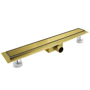 Nikcorp Linearni podni slivnik za tuš 120 cm, zlatni, nehrđajući čelik s filtrom za kosu i sifonom