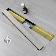 Nikcorp Linearni podni slivnik za tuš 120 cm, zlatni, nehrđajući čelik s filtrom za kosu i sifonom