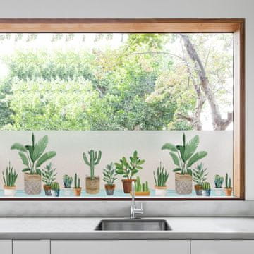 Nikcorp Samoljepljiva dekorativna folija za prozore s biljnim motivom, zaštita privatnosti i UV zračenja, 90x200 cm, vinil