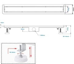 Nikcorp Linearni podni slivnik za tuš 120 cm, zlatni, nehrđajući čelik s filtrom za kosu i sifonom