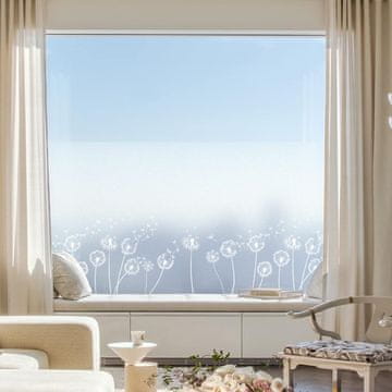 Nikcorp Samoljepljiva folija za staklo Maslačak 90x200 cm - Bijela mat vinilna zaštita za privatnost prozora bez ljepila