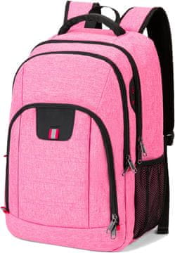 Nikcorp Della Gao vodootporni ruksak za laptop 15.6 inča s USB priključkom i zaštitom od krađe, ružičasti
