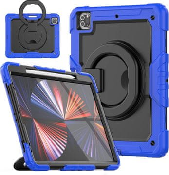 Nikcorp Zaštitna futrola za iPad Pro 5 12.9” s rotirajućim postoljem, držačem za olovku i remenom za rame, plava