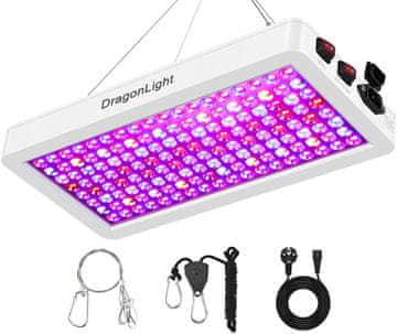 Nikcorp Dragonlight BW2000 LED lampa za uzgoj biljaka, puni spektar UV/IR, Veg/Bloom prekidač, zamjena za 400W HPS, bijela