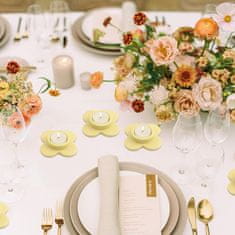 Nikcorp Set od 6 keramičkih svijećnjaka u obliku cvijeta za lučice, žuti, ručno bojeni, 9 cm