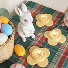 Nikcorp Set od 6 keramičkih svijećnjaka u obliku cvijeta za lučice, žuti, ručno bojeni, 9 cm