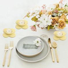 Nikcorp Set od 6 keramičkih svijećnjaka u obliku cvijeta za lučice, žuti, ručno bojeni, 9 cm