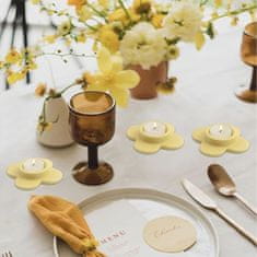 Nikcorp Set od 6 keramičkih svijećnjaka u obliku cvijeta za lučice, žuti, ručno bojeni, 9 cm